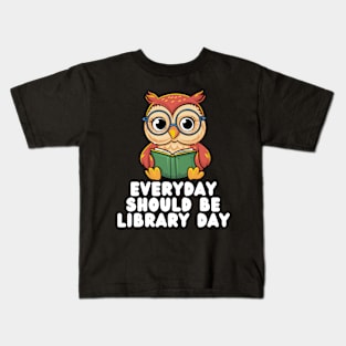 Owl Library Day Kids T-Shirt